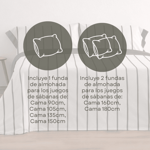 Jogo de Lençóis 144 fios Mai Cinza Cama 180cm (4 peças) Donegal Collections