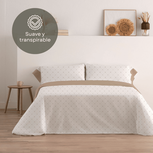 Jogo de Lençóis 144 fios Llac Bege Cama 150cm (3 peças) Donegal Collections
