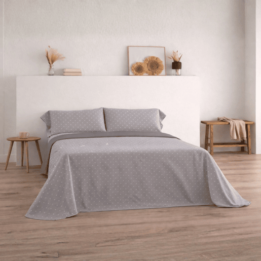 Jogo de Lençóis 144 fios Puntos Cinza Cama 105cm (3 peças) Donegal Collections