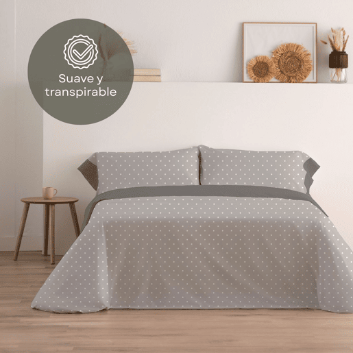 Jogo de Lençóis 144 fios Puntos Cinza Cama 105cm (3 peças) Donegal Collections