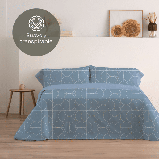 Jogo de Lençóis 144 fios Form Azul Cama 90cm (3 peças) Donegal Collections