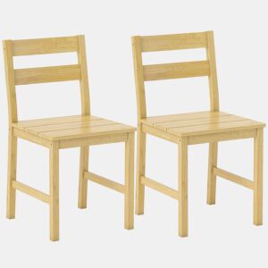 HOMCOM Conjunto de 2 Cadeiras de Sala de Jantar em Bambu Cadeiras de Cozinha com Assento Ripado Encosto Curvado Sem Braços para Sala de Estar Madeira