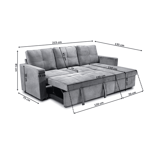 Sofá-Cama Chaise Longue Pau 215cm Bege Sofá-Cama Chaise Longue Pau 215cm Bege