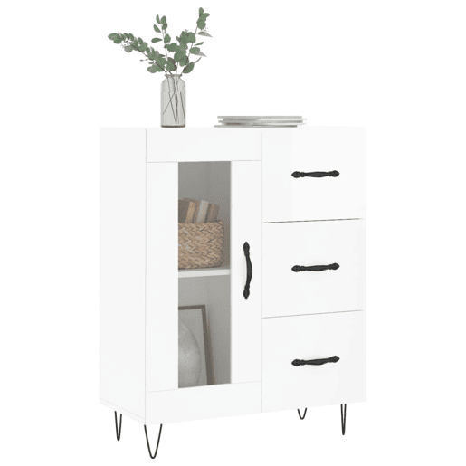 Aparador - Bufete - Móvei de apoio 69,5x34x90 cm madeira processada branco brilhante pt2598