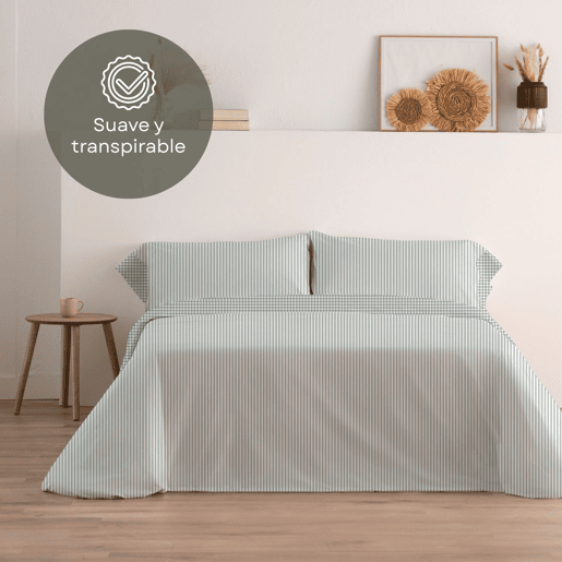 Jogo de Lençóis 144 fios Vichy Verde Cama 105cm (3 peças) Donegal Collections