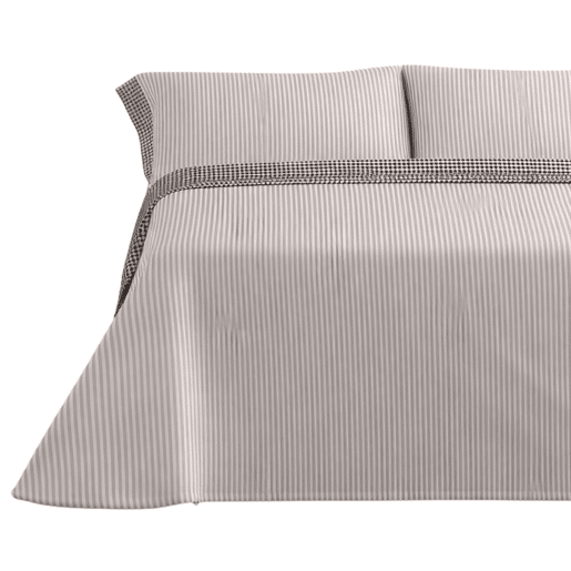 Jogo de Lençóis 144 fios Vichy Cinza Cama 150cm (3 peças) Donegal Collections