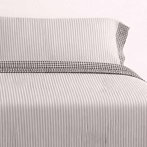 Jogo de Lençóis 144 fios Vichy Cinza Cama 150cm (3 peças) Donegal Collections
