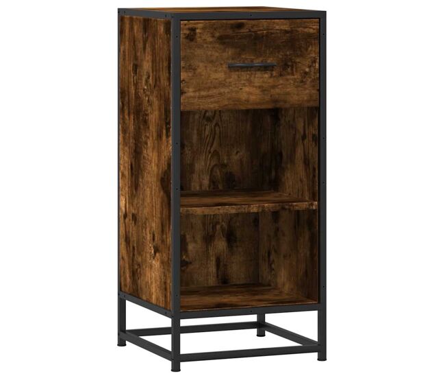 Aparador - mueble de almacenamiento madera ingeniería y metal roble ahumado 35,5x35x76 cm es4624