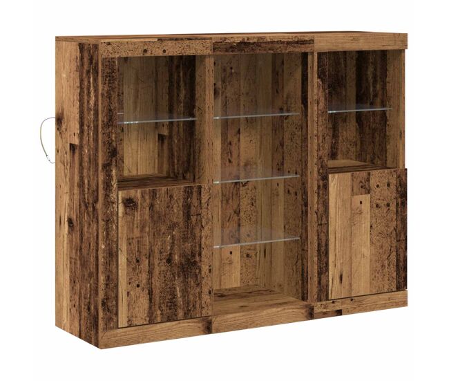 Aparador - mueble de almacenamiento led madera vieja 123 x 37 x 100 cm es4146