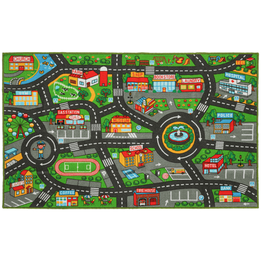 AIYAPLAY Tapete Infantil Estrada de Cidade 160x100 cm Tapete Educativo Antiderrapante para Engatinhar e Brincar com Carros para Sala e Quarto Textura Suave Multicor