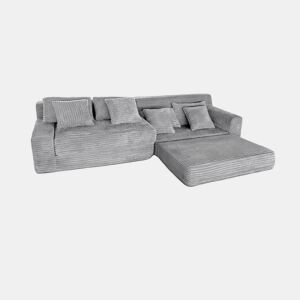 Sofá-cama modular Sebas, 284 cm, cinza