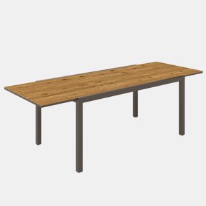 Outsunny Mesa de Jardim Extensível Mesa de Jantar Exterior Ajustável 160-240 cm com Bordas de Alumínio Carga 70 kg Mesa Retangular para 6-8 Pessoas para Pátio Terraço Castanho