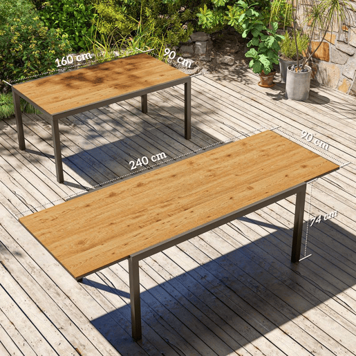 Outsunny Mesa de Jardim Extensível Mesa de Jantar Exterior Ajustável 160-240 cm com Bordas de Alumínio Carga 70 kg Mesa Retangular para 6-8 Pessoas para Pátio Terraço Castanho Outsunny Mesa de Jardim Extensível Mesa de Jantar Exterior Ajustável 160-240 cm com Bordas de Alumínio Carga 70 kg Mesa Retangular para 6-8 Pessoas para Pátio Terraço Castanho