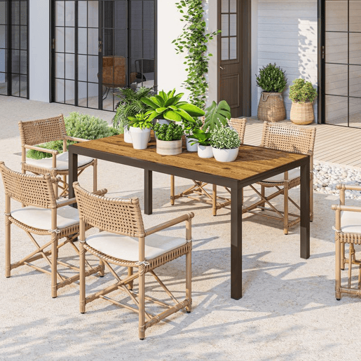 Outsunny Mesa de Jardim Extensível Mesa de Jantar Exterior Ajustável 160-240 cm com Bordas de Alumínio Carga 70 kg Mesa Retangular para 6-8 Pessoas para Pátio Terraço Castanho Outsunny Mesa de Jardim Extensível Mesa de Jantar Exterior Ajustável 160-240 cm com Bordas de Alumínio Carga 70 kg Mesa Retangular para 6-8 Pessoas para Pátio Terraço Castanho