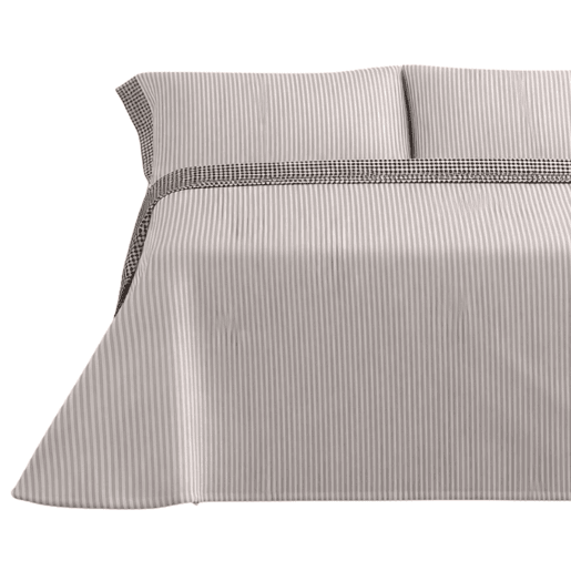 Jogo de Lençóis 144 fios Vichy Cinza Cama 105cm (3 peças) Donegal Collections