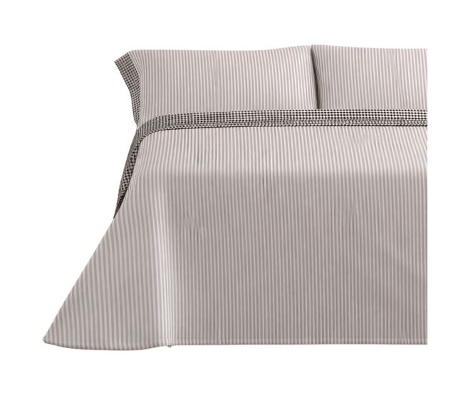 Juego de sábanas 144 hilos vichy gris cama 105cm (3 piezas) donegal collections