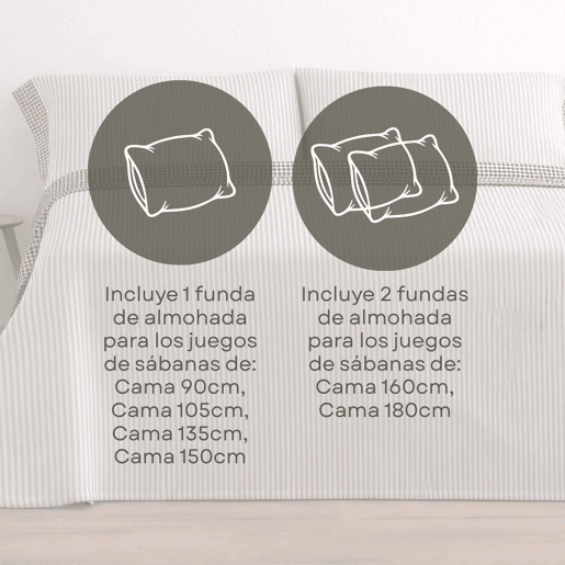 Jogo de Lençóis 144 fios Vichy Cinza Cama 105cm (3 peças) Donegal Collections