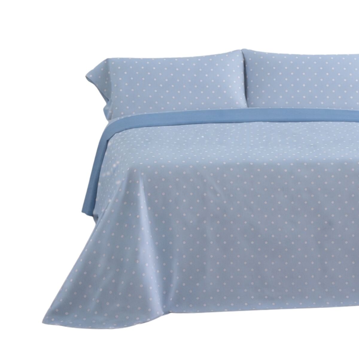 Juego de sábanas 144 hilos puntos azul cama 90cm (3 piezas) donegal collections
