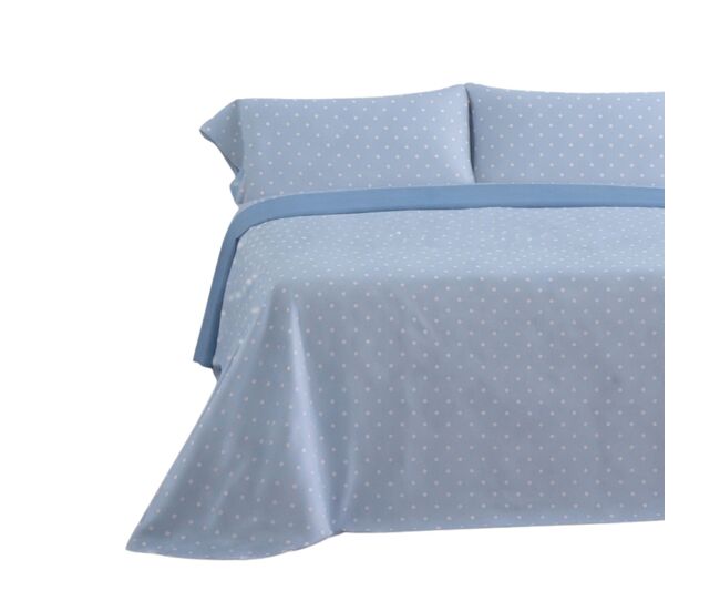 Juego de sábanas 144 hilos puntos azul cama 90cm (3 piezas) donegal collections