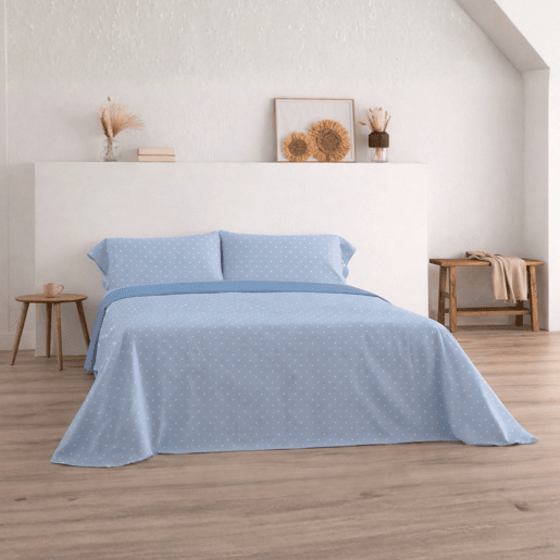 Jogo de Lençóis 144 fios Puntos Azul Cama 90cm (3 peças) Donegal Collections