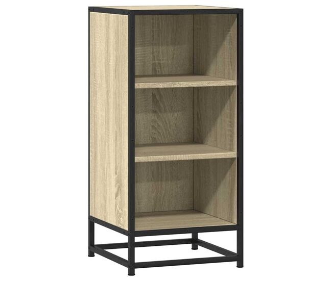 Aparador - mueble de almacenamiento madera ingeniería y metal roble sonoma 35,5x35x76 cm es4630
