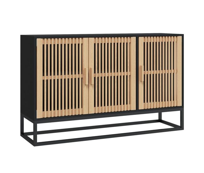 Aparador - mueble de almacenamiento de madera contrachapada negro 105x30x65 cm es2945