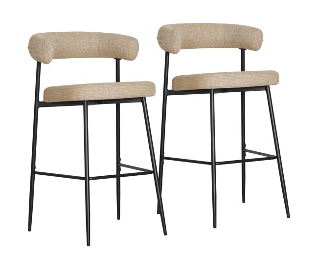 Pack de 2 taburetes de bar en tejido amarillo jaspeado thea