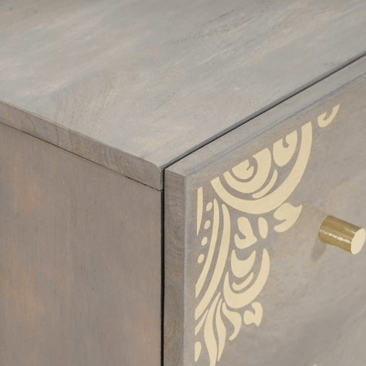 Bufete - Móvei de apoio Cinza e Ouro 60 x 33 x 75 cm Madeira de manga maciça pt4088