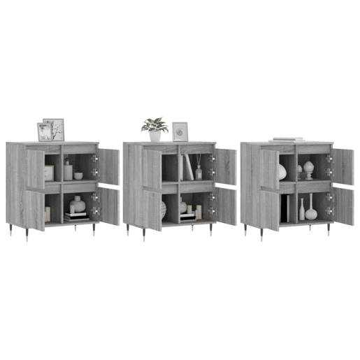 Aparadores - Bufetes - Móveis de apoio 3 pcs madeira processada cinzento sonoma pt5308