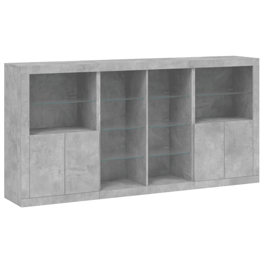 Aparador - Bufete - Móvei de apoio com luzes LED 202x37x100 cm cinzento cimento pt1954