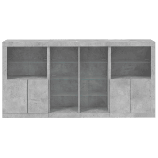 Aparador - Bufete - Móvei de apoio com luzes LED 202x37x100 cm cinzento cimento pt1954
