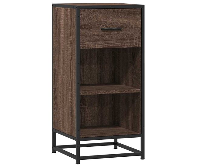Aparador - mueble de almacenamiento madera ingeniería y metal marrón roble 35,5x35x76 cm es4617