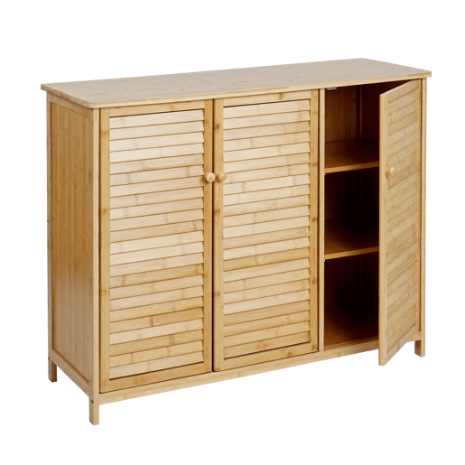 Aparadorcômoda de bambu com 3 portas e fecho magnético 81x97x34 cm 04_0005984