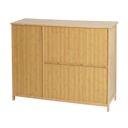 Aparadorcômoda de bambu com 3 portas e fecho magnético 81x97x34 cm 04_0005984
