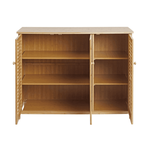 Aparadorcômoda de bambu com 3 portas e fecho magnético 81x97x34 cm 04_0005984