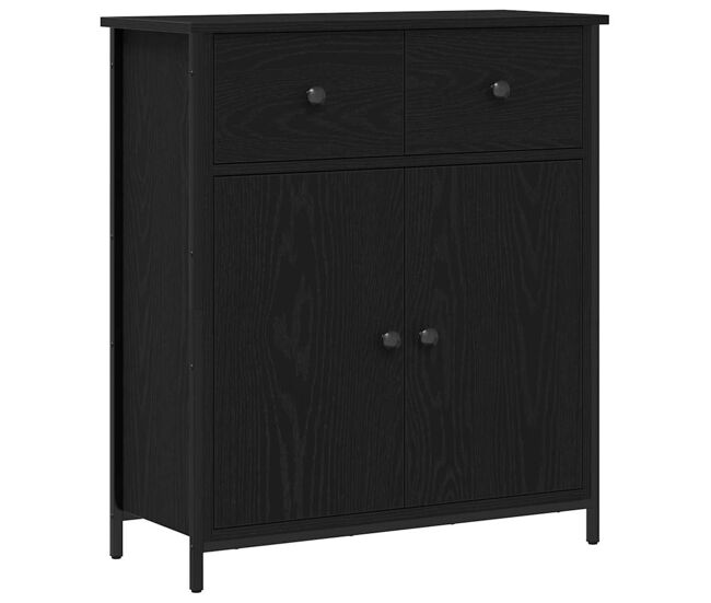Aparador - mueble de almacenamiento roble negro 70 x 30 x 80 cm madera de ingeniería es5011