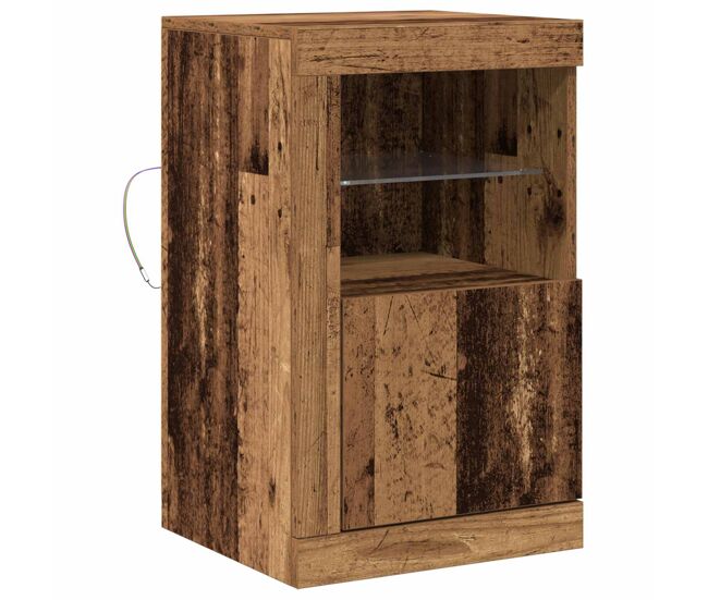 Aparador - mueble de almacenamiento led madera vieja 41 x 37 x 67 cm madera de ingeniería es4161