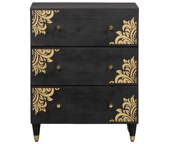 Aparador - mueble de almacenamiento negro 60 x 33 x 75 cm madera de mango maciza es4797