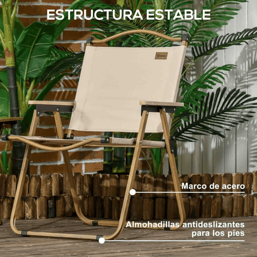Outsunny Pack de 2 Cadeiras Dobráveis de Campismo, Cadeiras Portáteis com Apoio de Braços e Estrutura de Aço, Tecido Oxford 600D, Cadeiras para Pesca, Jardim, Terraço, Caqui