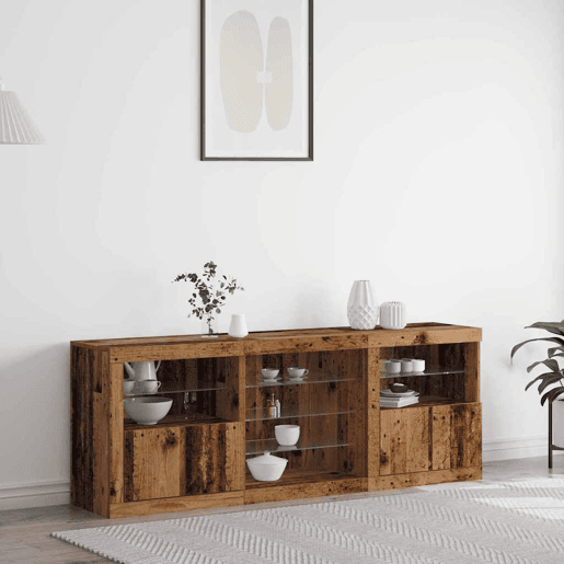 Aparador - Bufete - Móvei de apoio LED Madeira antiga 181,5 x 37 x 67 cm pt4156