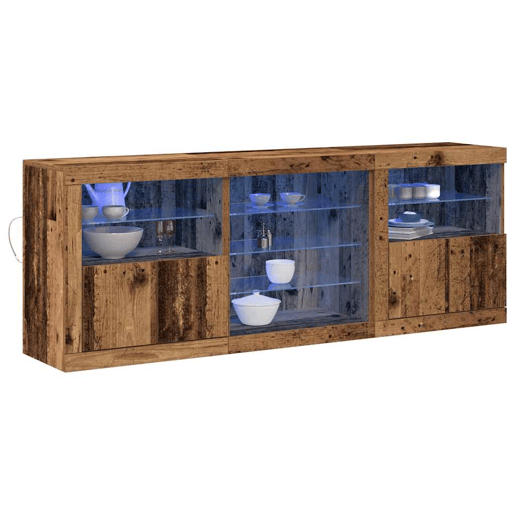 Aparador - Bufete - Móvei de apoio LED Madeira antiga 181,5 x 37 x 67 cm pt4156