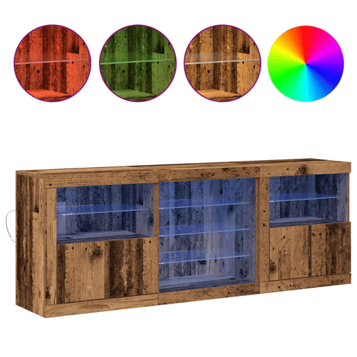 Aparador - Bufete - Móvei de apoio LED Madeira antiga 181,5 x 37 x 67 cm pt4156