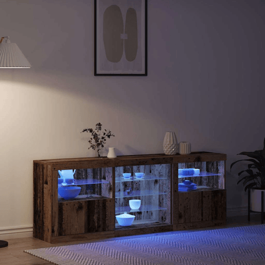 Aparador - Bufete - Móvei de apoio LED Madeira antiga 181,5 x 37 x 67 cm pt4156