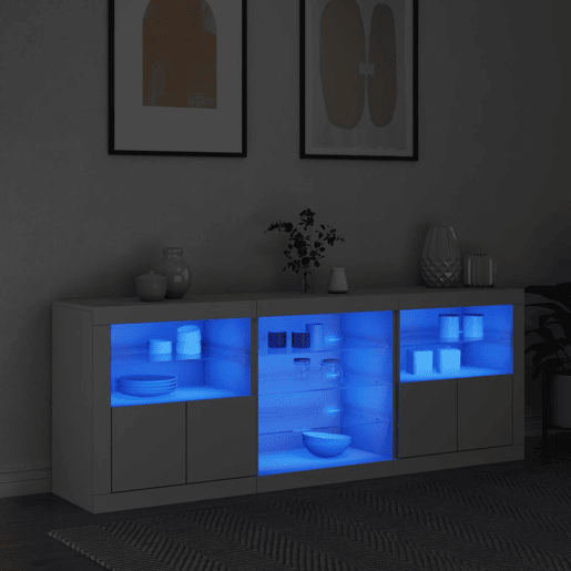 Aparador - Bufete - Móvei de apoio com luzes LED 181,5x37x67 cm branco pt1923