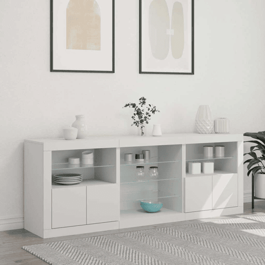 Aparador - Bufete - Móvei de apoio com luzes LED 181,5x37x67 cm branco pt1923