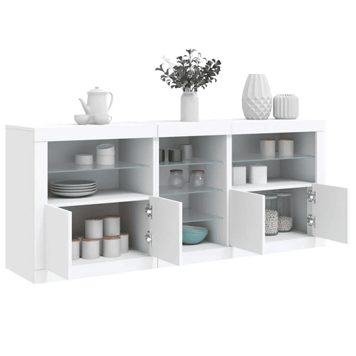 Aparador - Bufete - Móvei de apoio com luzes LED 181,5x37x67 cm branco pt1923