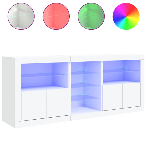Aparador - Bufete - Móvei de apoio com luzes LED 181,5x37x67 cm branco pt1923