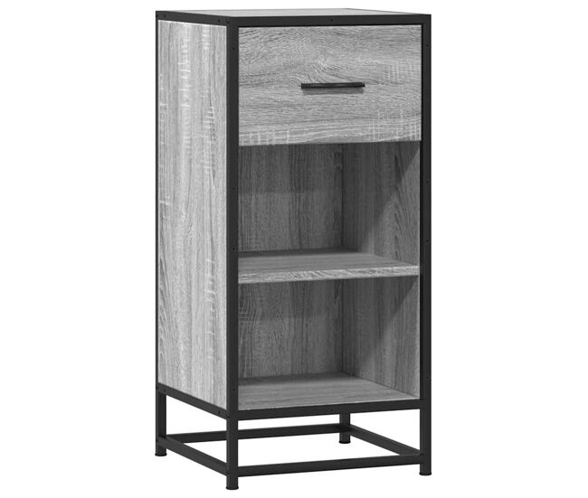Aparador - mueble de almacenamiento madera ingeniería y metal gris sonoma 35,5x35x76 cm es4609