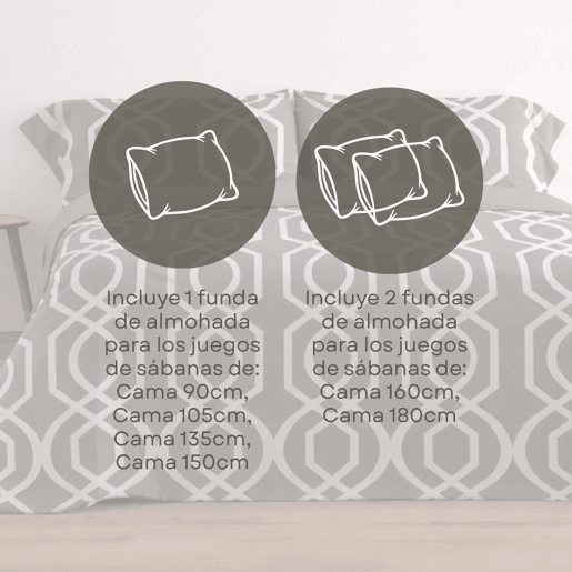 Jogo de Lençóis 144 fios Lian Cinza Cama 160cm (4 peças) Donegal Collections