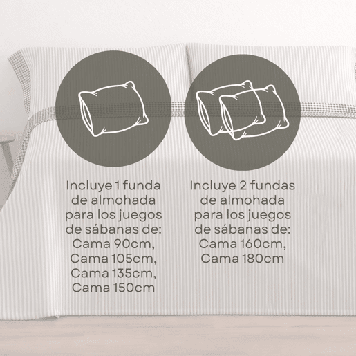 Jogo de Lençóis 144 fios Vichy Cinza Cama 90cm (3 peças) Donegal Collections